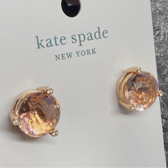 Kate Spade Peach Rise and Shine Studs Cubic Zirconia With Duster Bag Pierced NWT - Picture 11 of 13